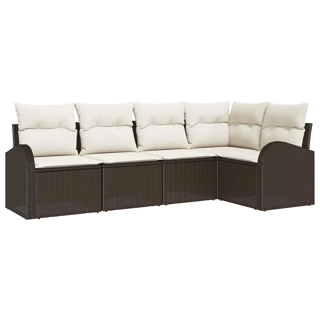 Set di divani con cuscino 5 pcs Marrone Poliestere 3346038