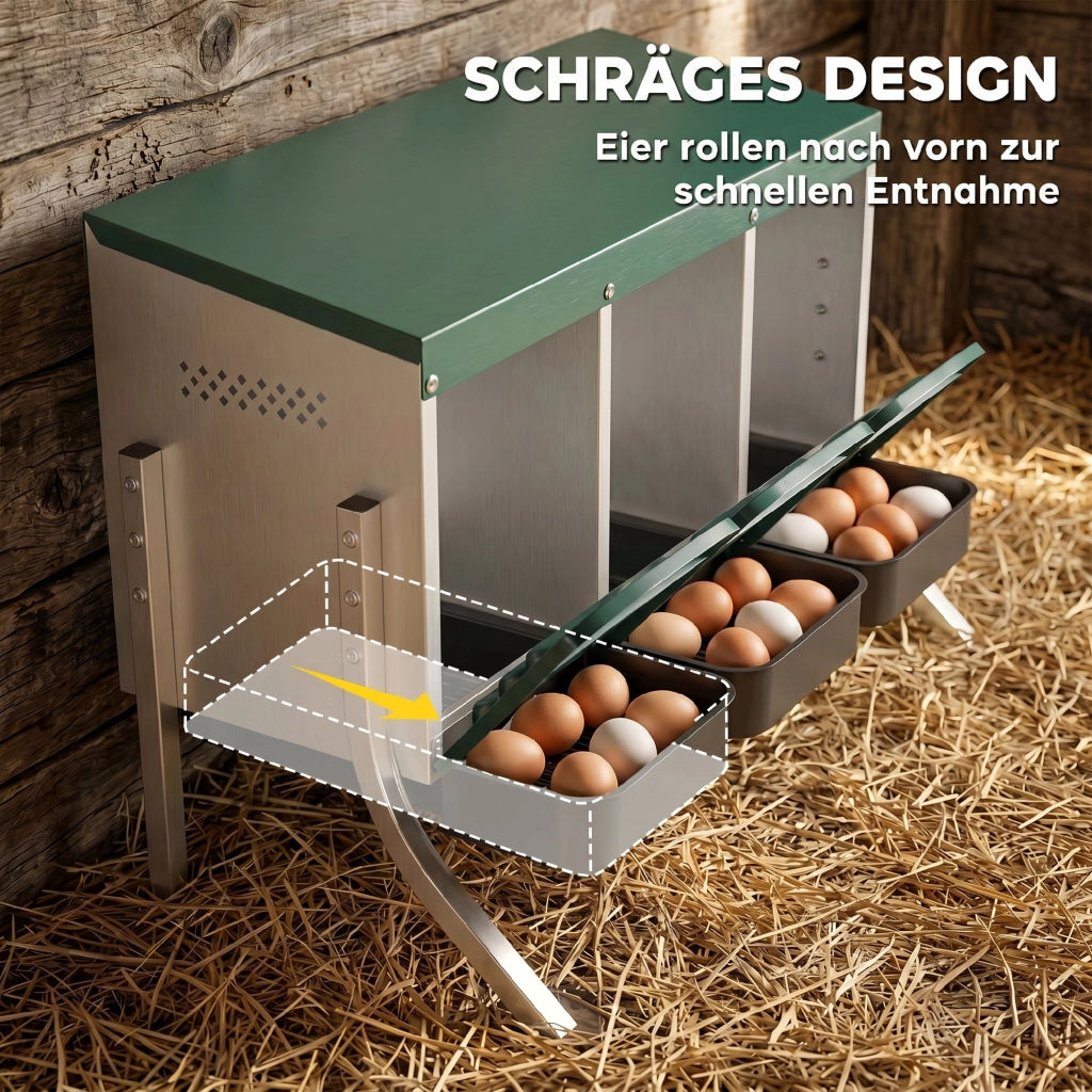 Nido per Galline con 3 Scomparti ¨C Xylo ¨C 84x55x61 cm Argento