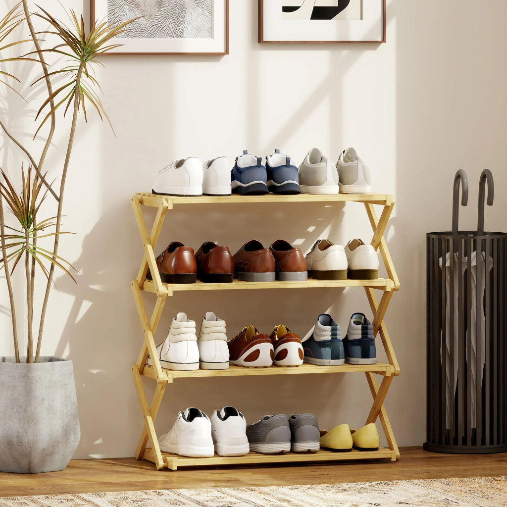 Scarpiera in Bamb¨´ 4 Ripiani ¨C Minimal ¨C 60x29x67 cm Naturale