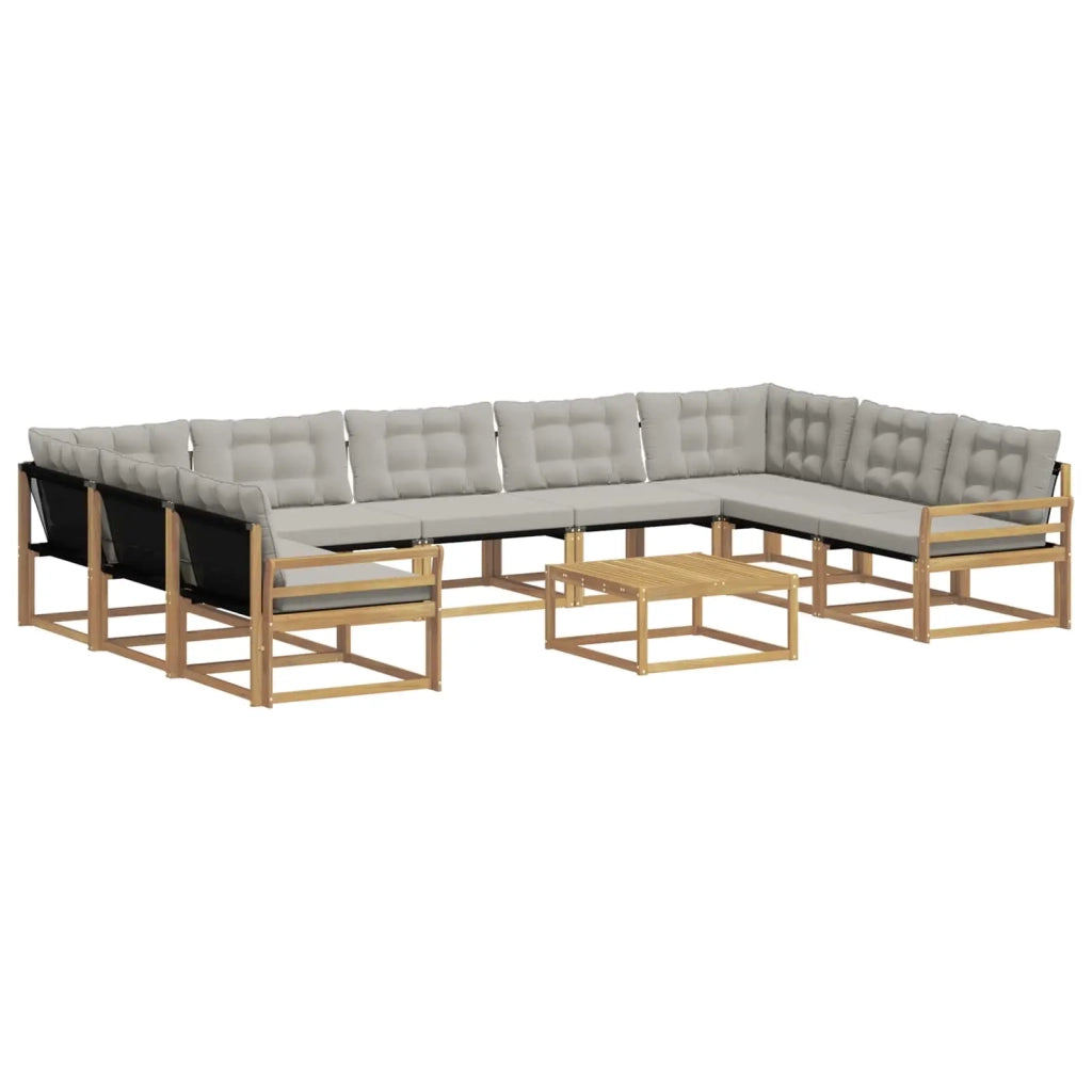 Set di divani da esterno 10 pz Bianco e Grigio Chiaro 3389093