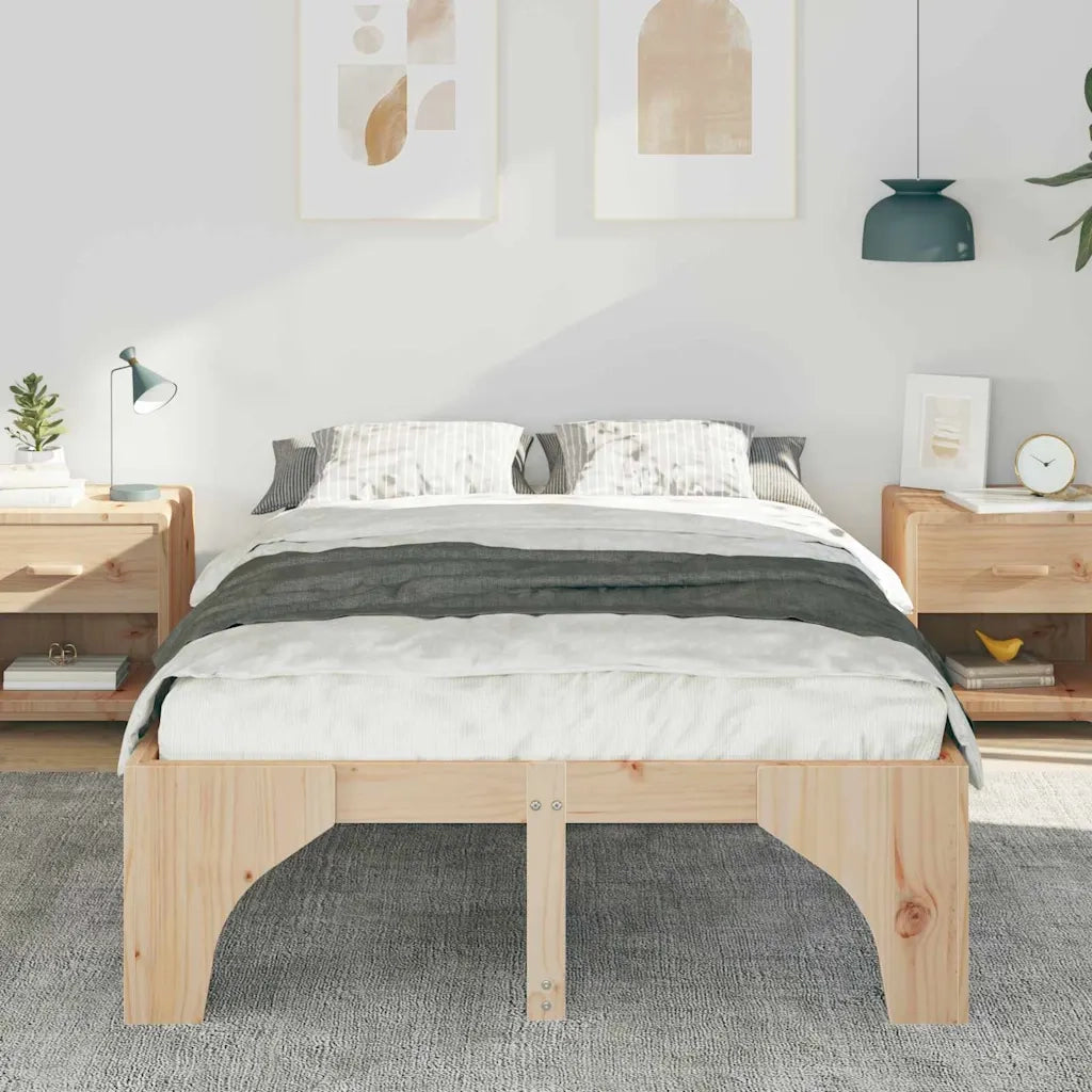 Letto matrimoniale | Letto per adulti | Struttura del letto Marrone 120 x 200 cm Pino massello
