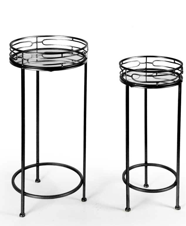 MAURY'S SET 2 TAVOLINI TONDI IN METALLO 70 E 60 CM COLORE NERO DESIGN MODERNO