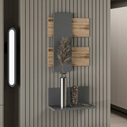 Set di Mensola Espositiva 'Egtved' Mensola da Muro con Pannello Decorativo - Antracite/Rovere [en.casa]
