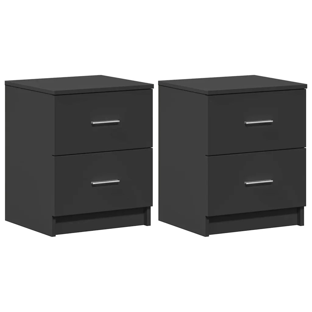 Comodini 2 pz con 2 Cassetti-Set di 2 Tavolino da notte Neri 40x36x50 cm