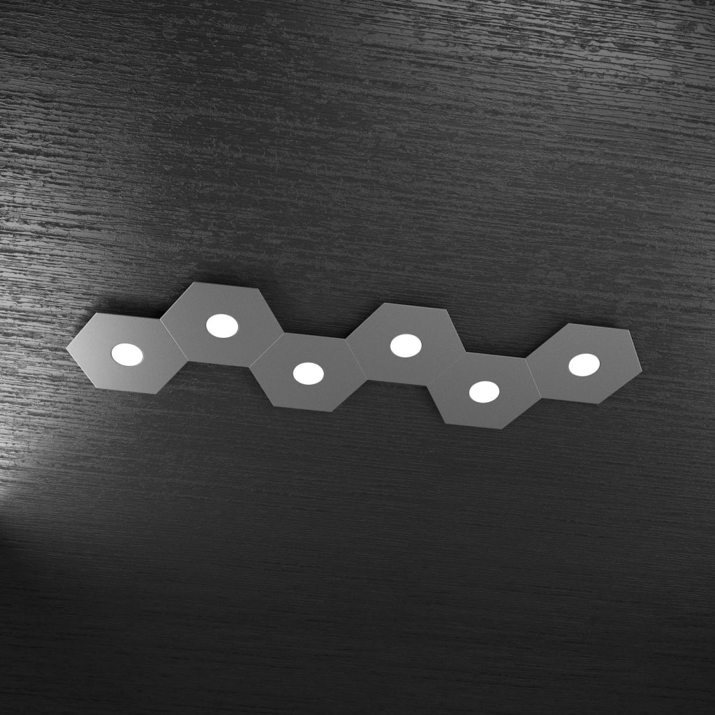 HEXAGON APPLIQUE-PLAFONIERA 6 LUCI GRIGIO ANTRACITE 1142-6L-GA