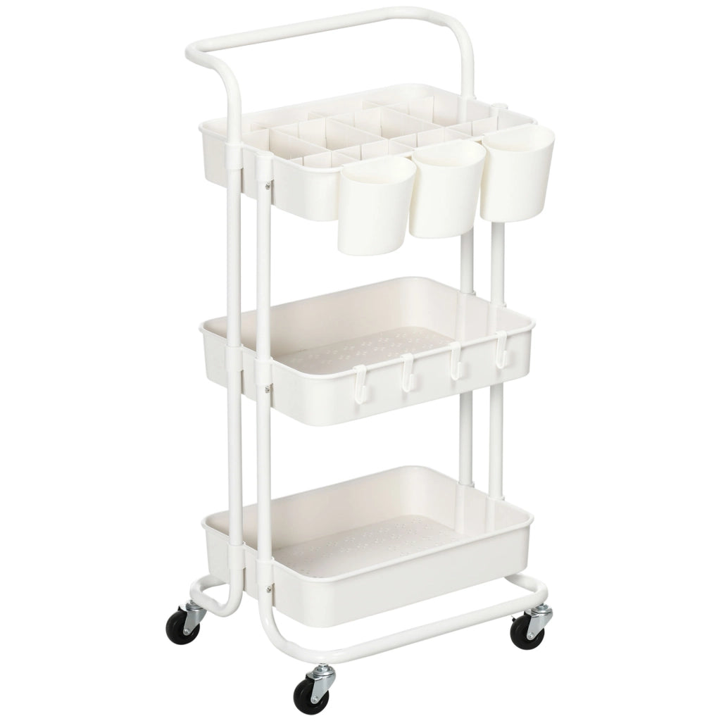 Carrello Cucina Multiuso a 3 Livelli con Cestini ¨C Minimal ¨C Bianco