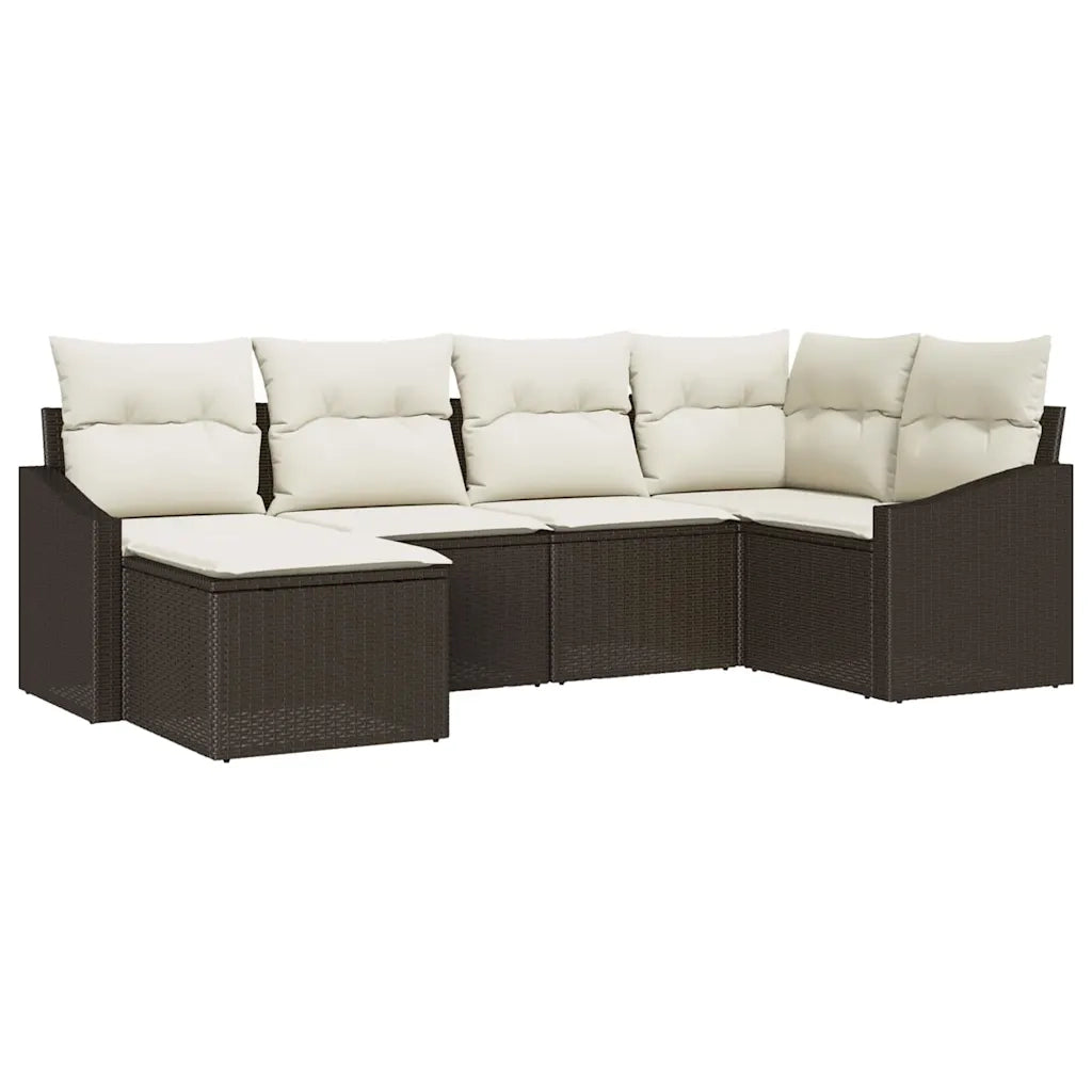 Set di divani con cuscino 6 pcs Marrone polyrattan 3346788
