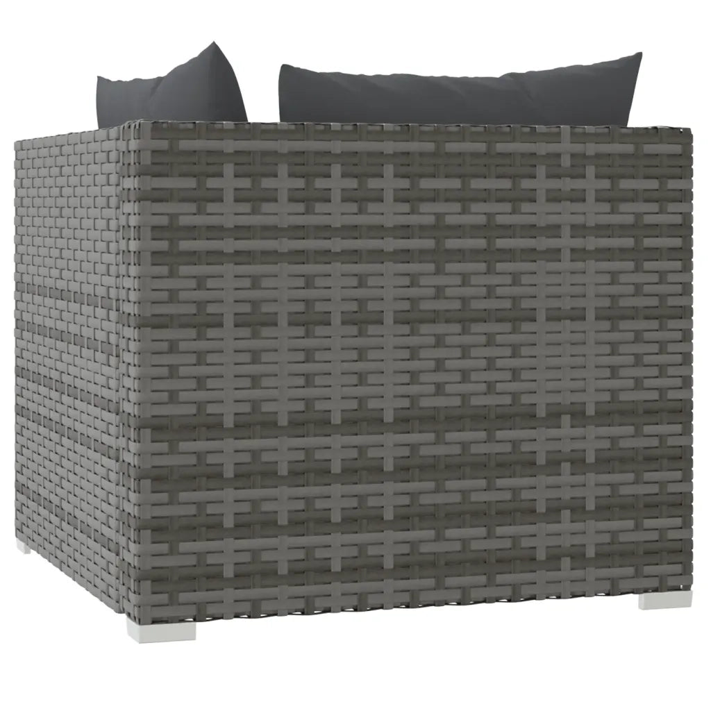 Divano a 2 Posti con Cuscini in Polyrattan Grigio 317509