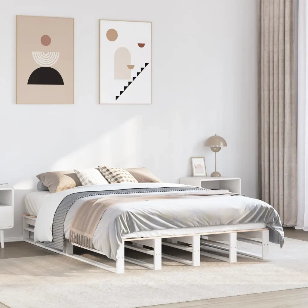 Letto senza Materasso-Struttura Letto Bianco 160x200 cm Legno Massello di Pino 152325