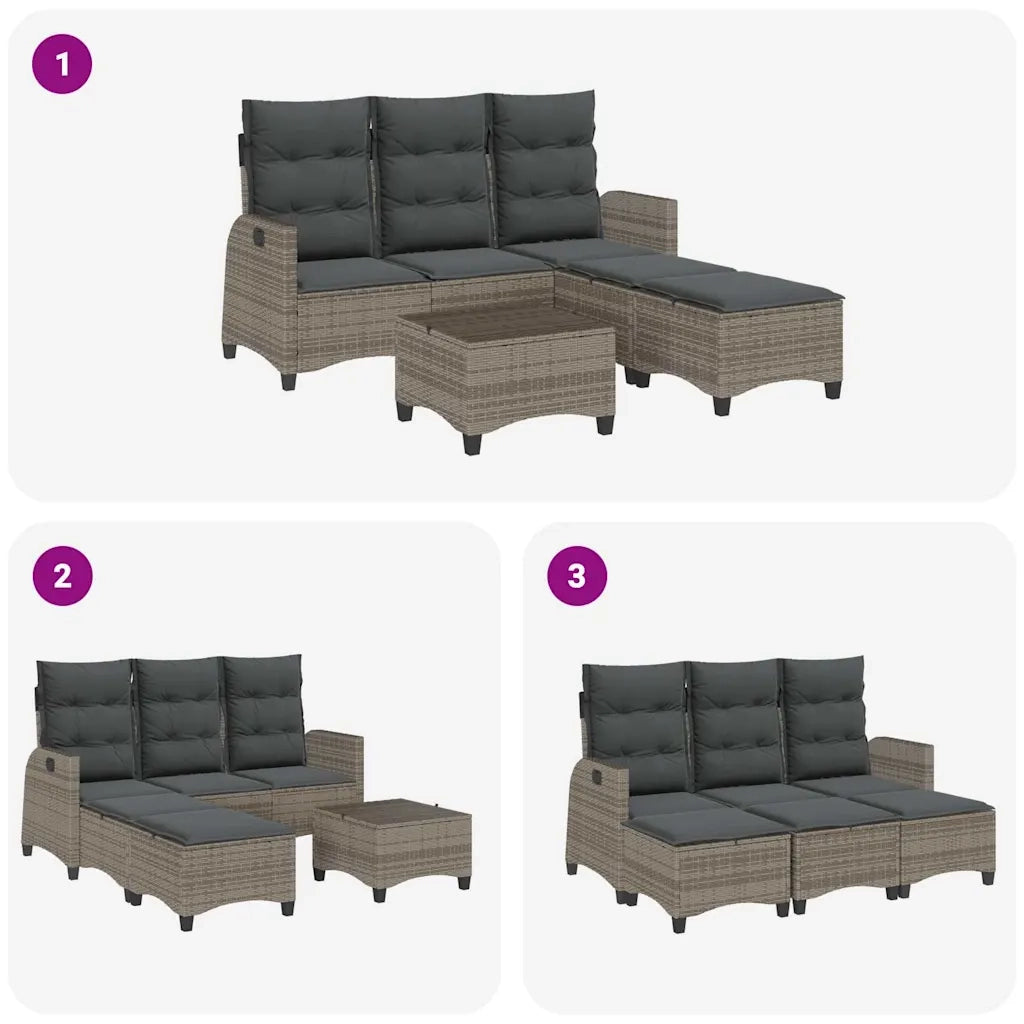 Set Divani da Giardino 3 pz con Cuscini a L Grigio Polyrattan 3328640