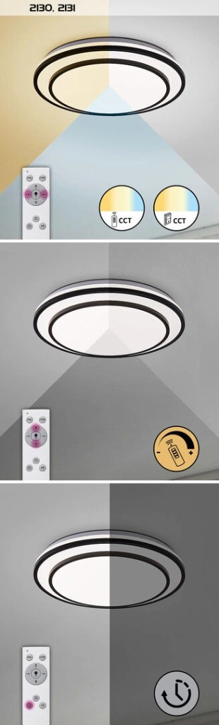 Plafoniera LED dimmerabile Lupita 49cm nera 40W con telecomando