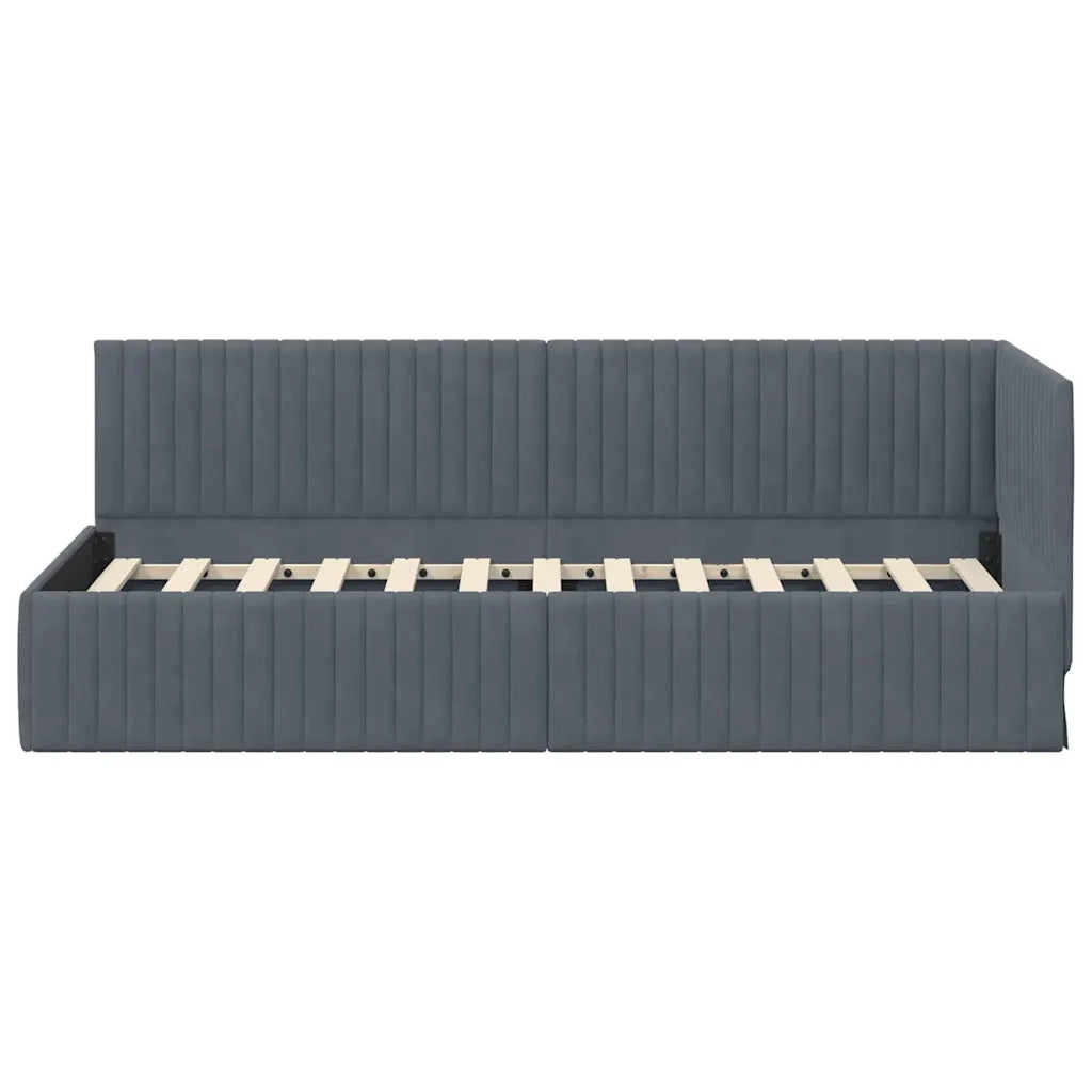 Cornice del letto ad angolo Grigio scuro 80 cm x 200 cm Velluto