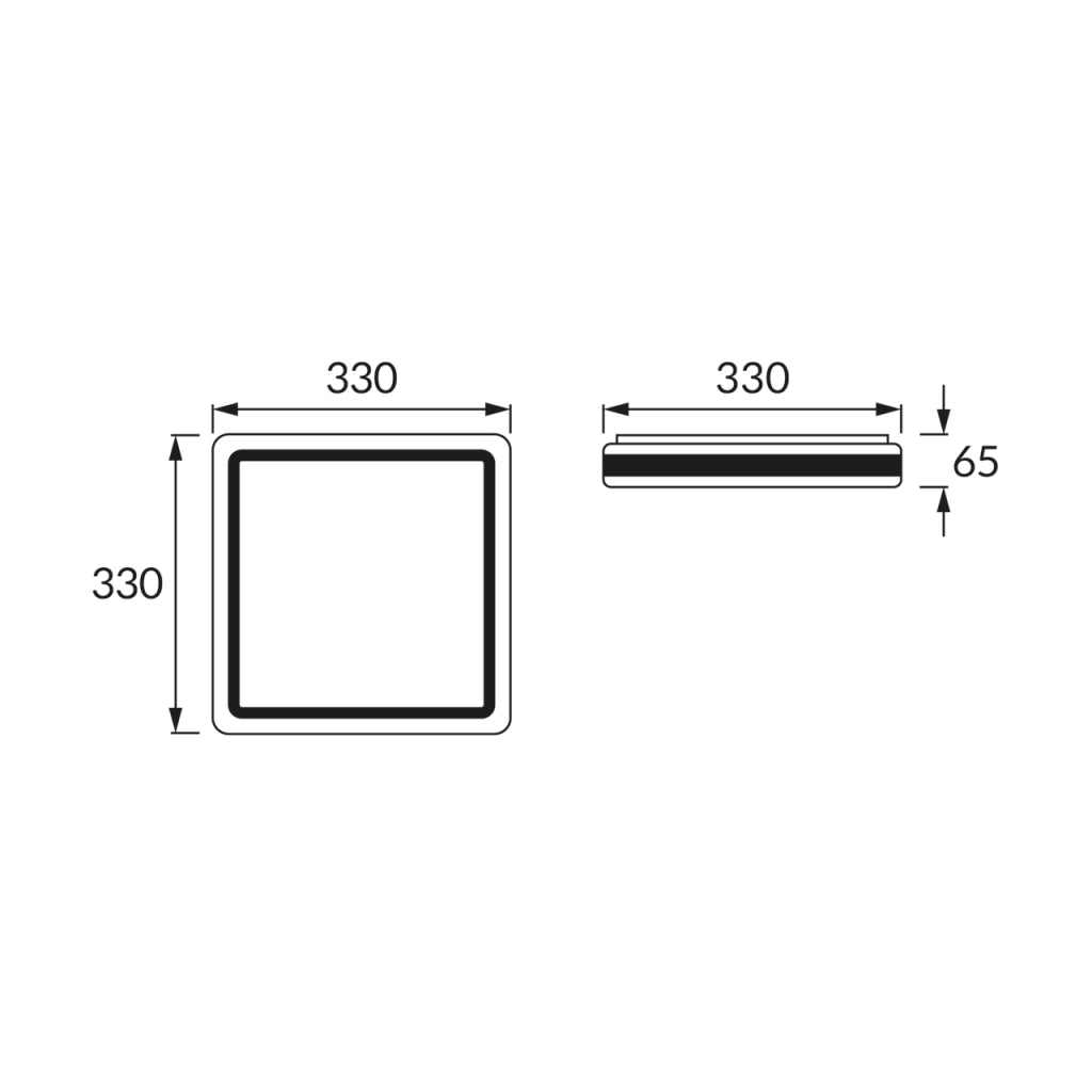Plafoniera bagno quadrata bianco/nero 33cm LED 24W 4100K