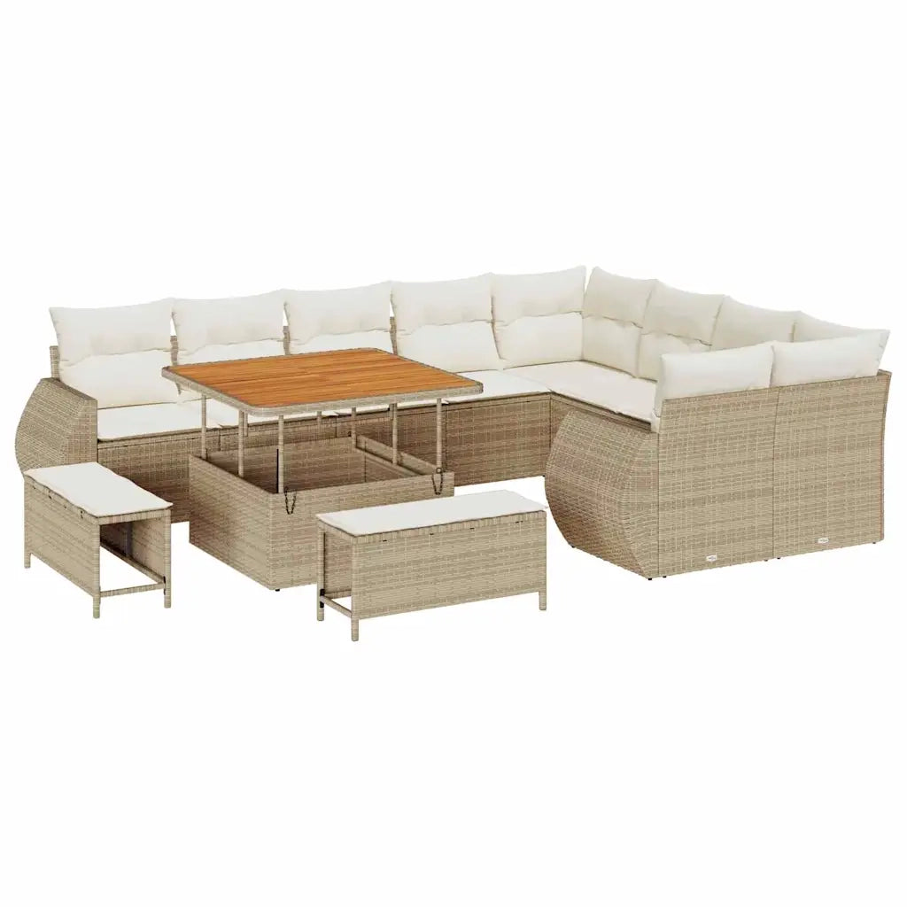 Set Divano da Giardino 12 pcs Beige polyrattan 3361906
