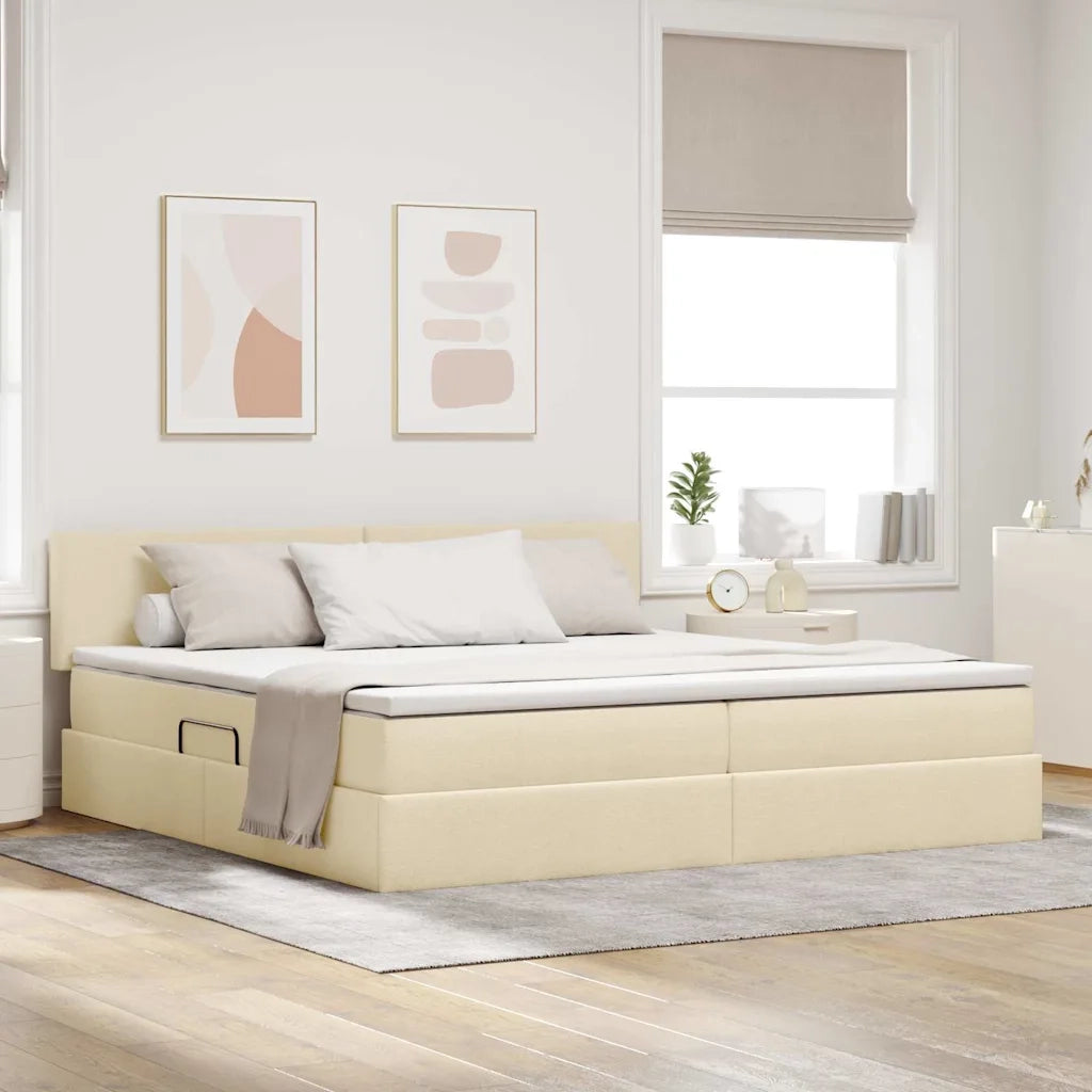 Letto con contenitore e materasso Crema 200 x 200 cm 3370471