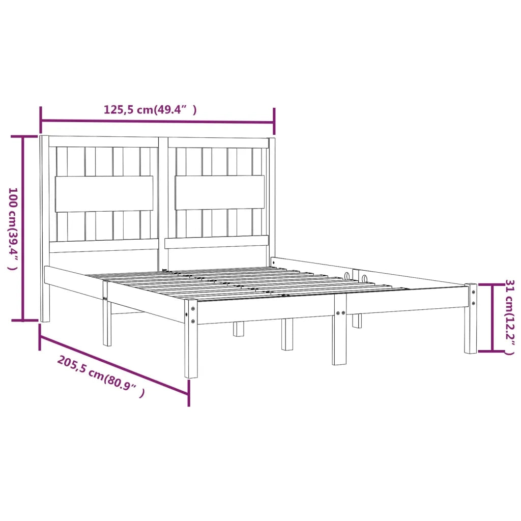 Giroletto-Struttura Letto Bianco in Legno Massello di Pino 120x200 cm 963834