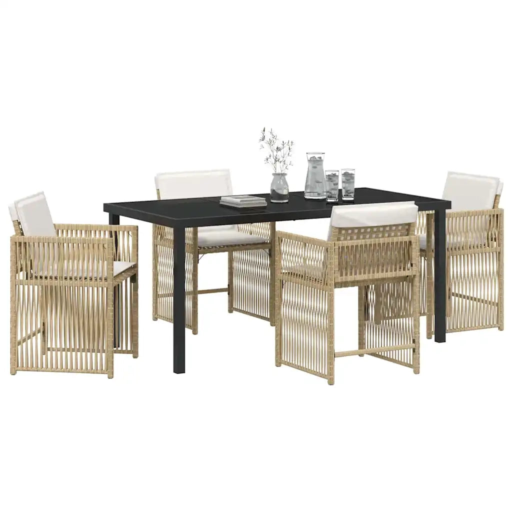 Set da Pranzo per Giardino 5 pcs Beige polyrattan