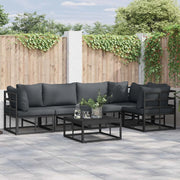Set Divano da Giardino con cuscino 5 pcs Nero Alluminio 3378866