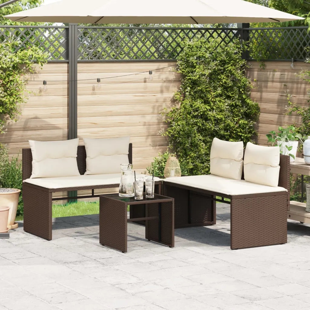 Set Divano da Giardino 4 pz con Cuscini Marrone in Polyrattan 4003879