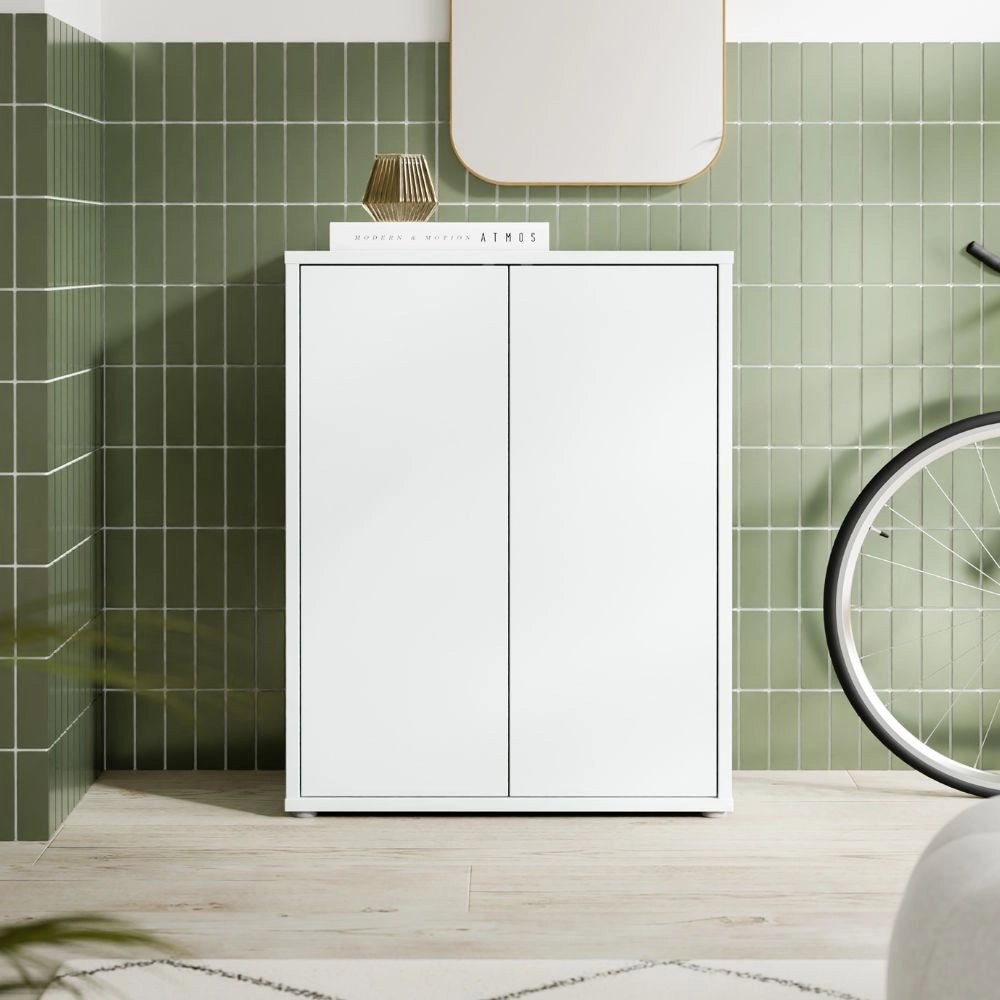 Mobile multiuso Medea 2 ante grigio chiaro con 4 ripiani 74.5x35x99H