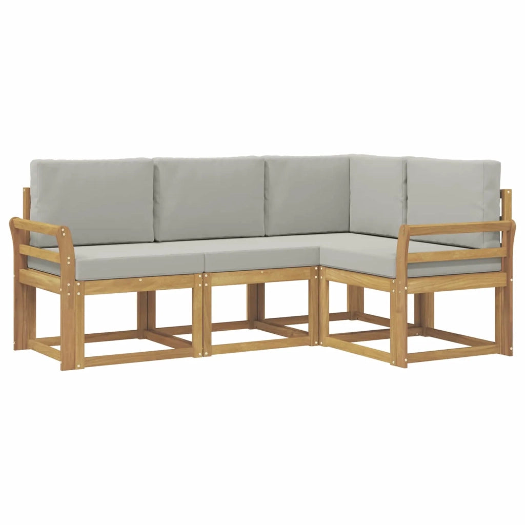 Set di divani da esterno 4 pz Bianco e Grigio Chiaro Poliestere 3387560