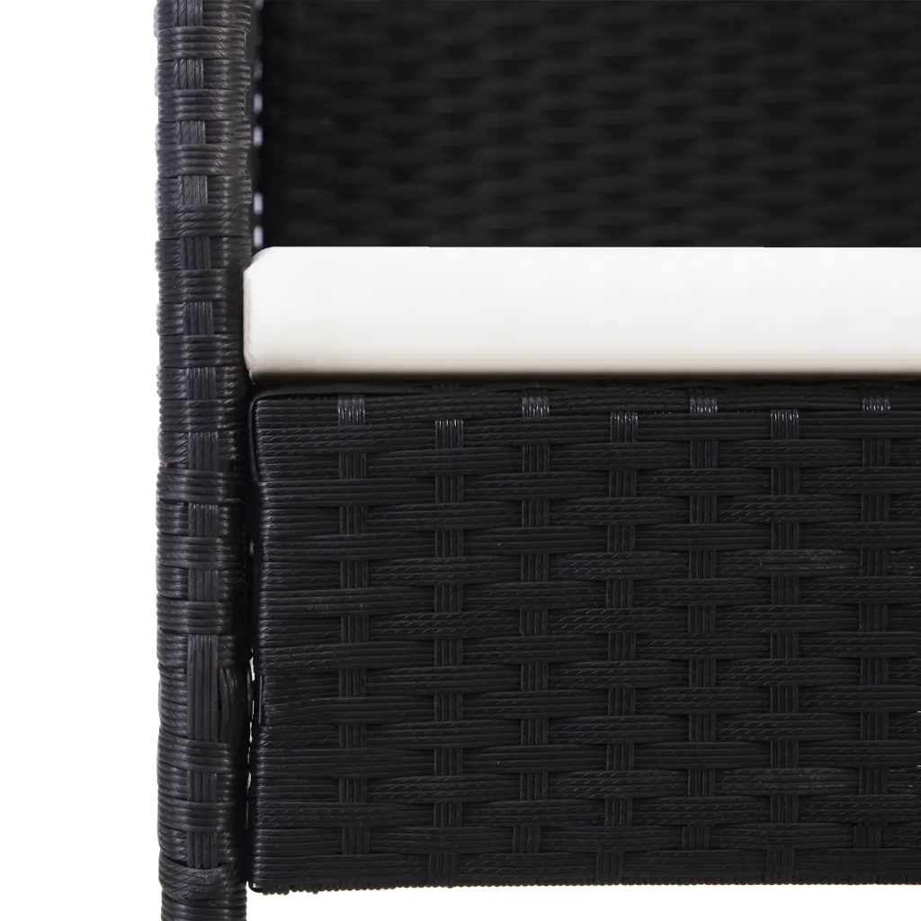 Set da Pranzo da Giardino 5 pz Nero in Polyrattan e Acciaio 3203316
