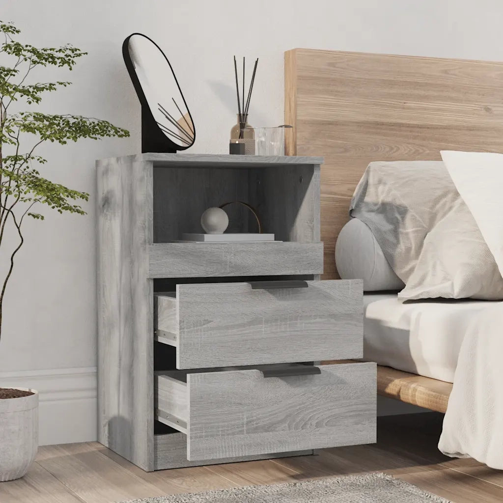 Comodini 2 pz Grigio Sonoma in Legno Multistrato 817042