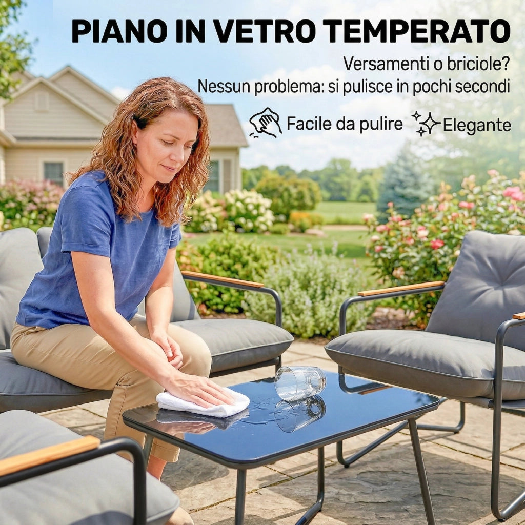 Set Salotto da Giardino 4 Posti ¨C zephmum ¨C Grigio Chiaro, Polyrattan