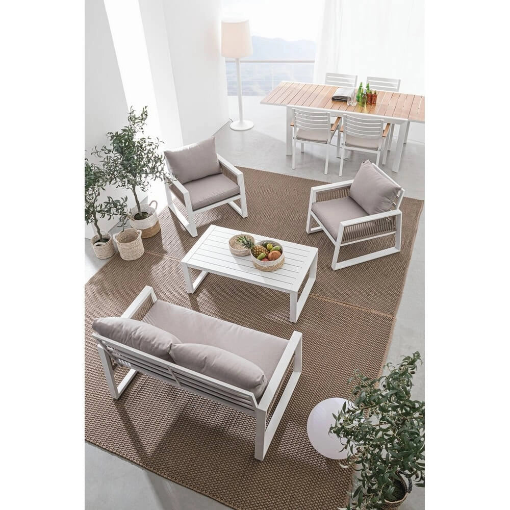 Set da 4 Salotto da Giardino in Alluminio con Cuscini e Corde in Textilene - CAPTIVATING
