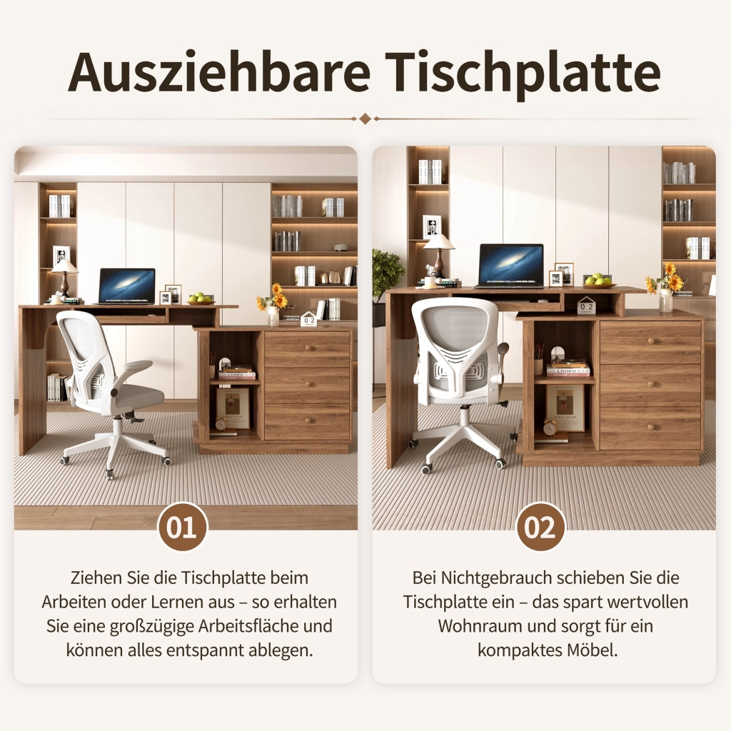 SCRIVANIA multifunzionale estensibile 110 cm MDF colore noce