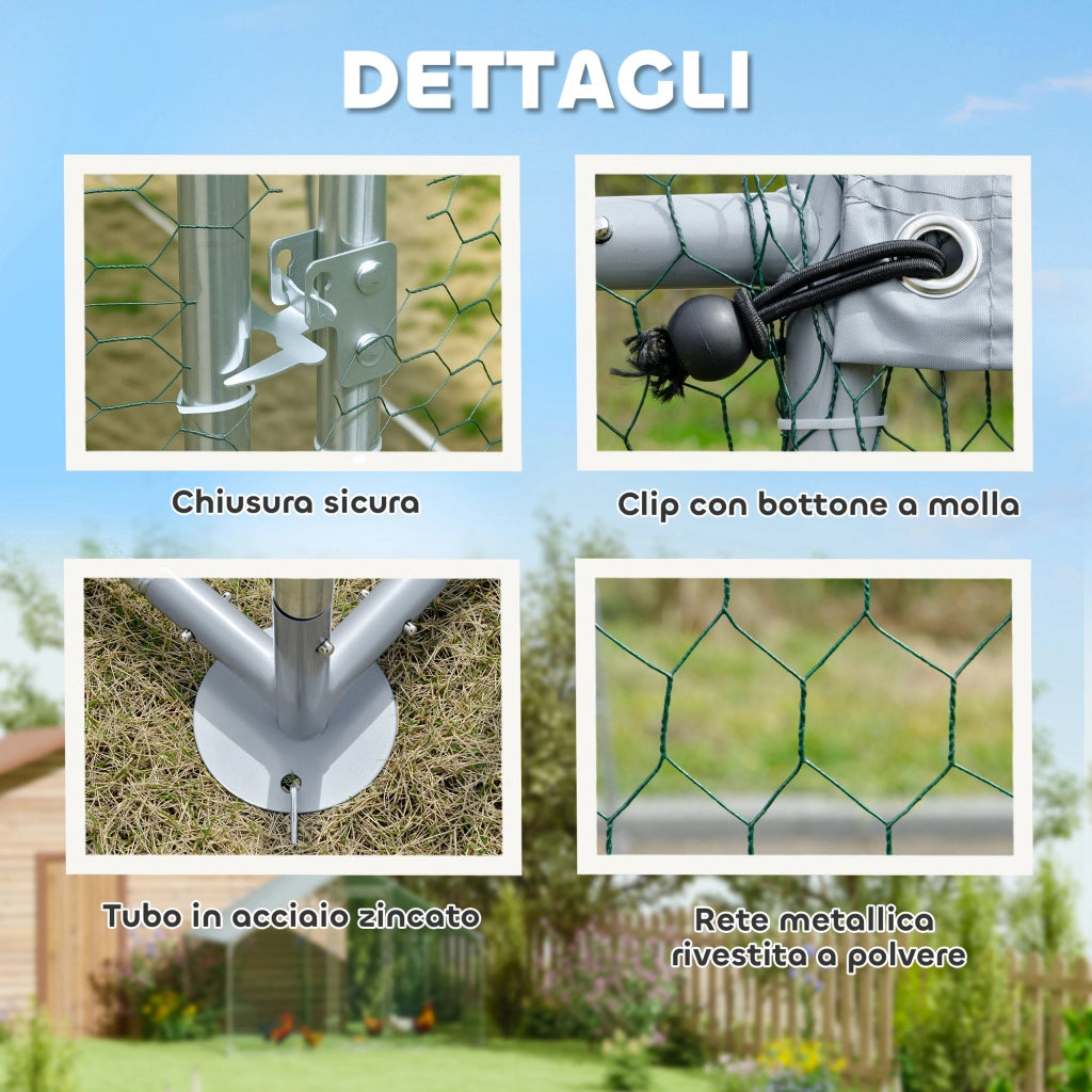 Recinto per Galline ¨C Minimal ¨C Argento Acciaio 3x3.4x1.9 m