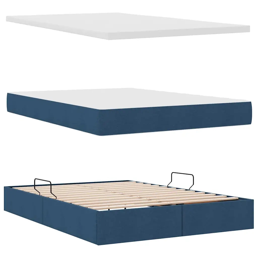 Letto con contenitore e materasso con testiera Blu 140 x 200 cm 3370454