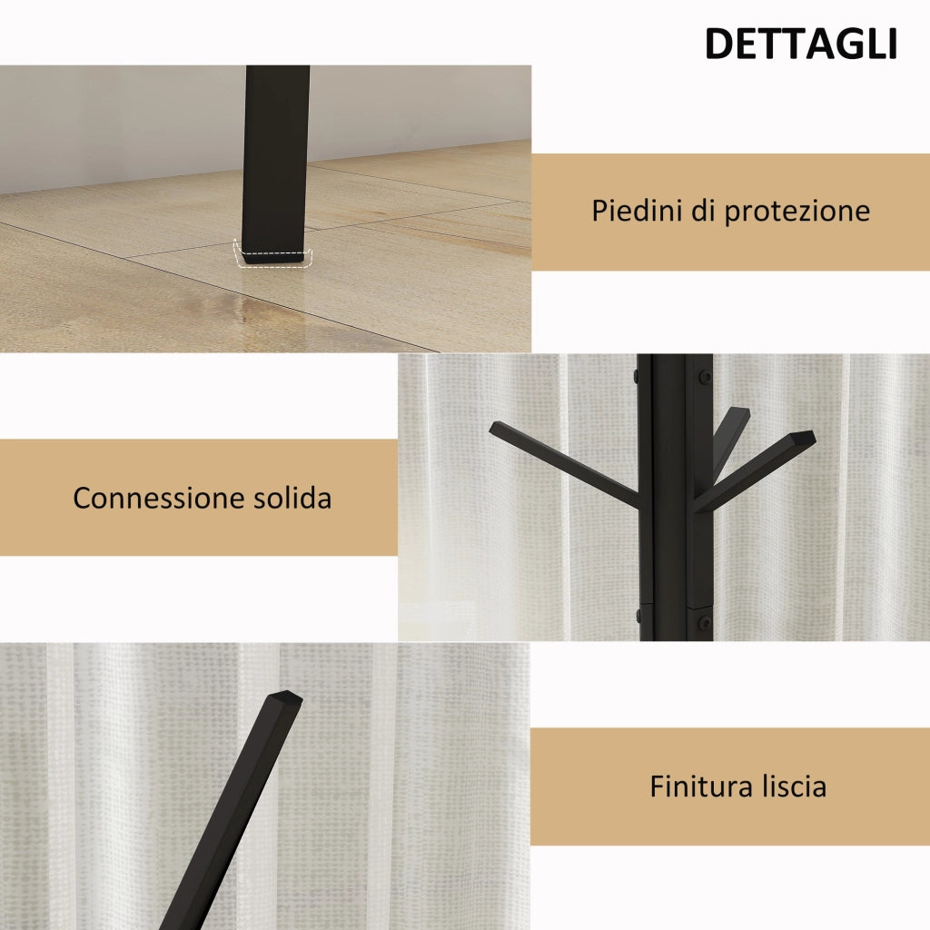 Appendiabiti da Terra Moderno ¨C zephmum ¨C 45x45x180 cm, Nero
