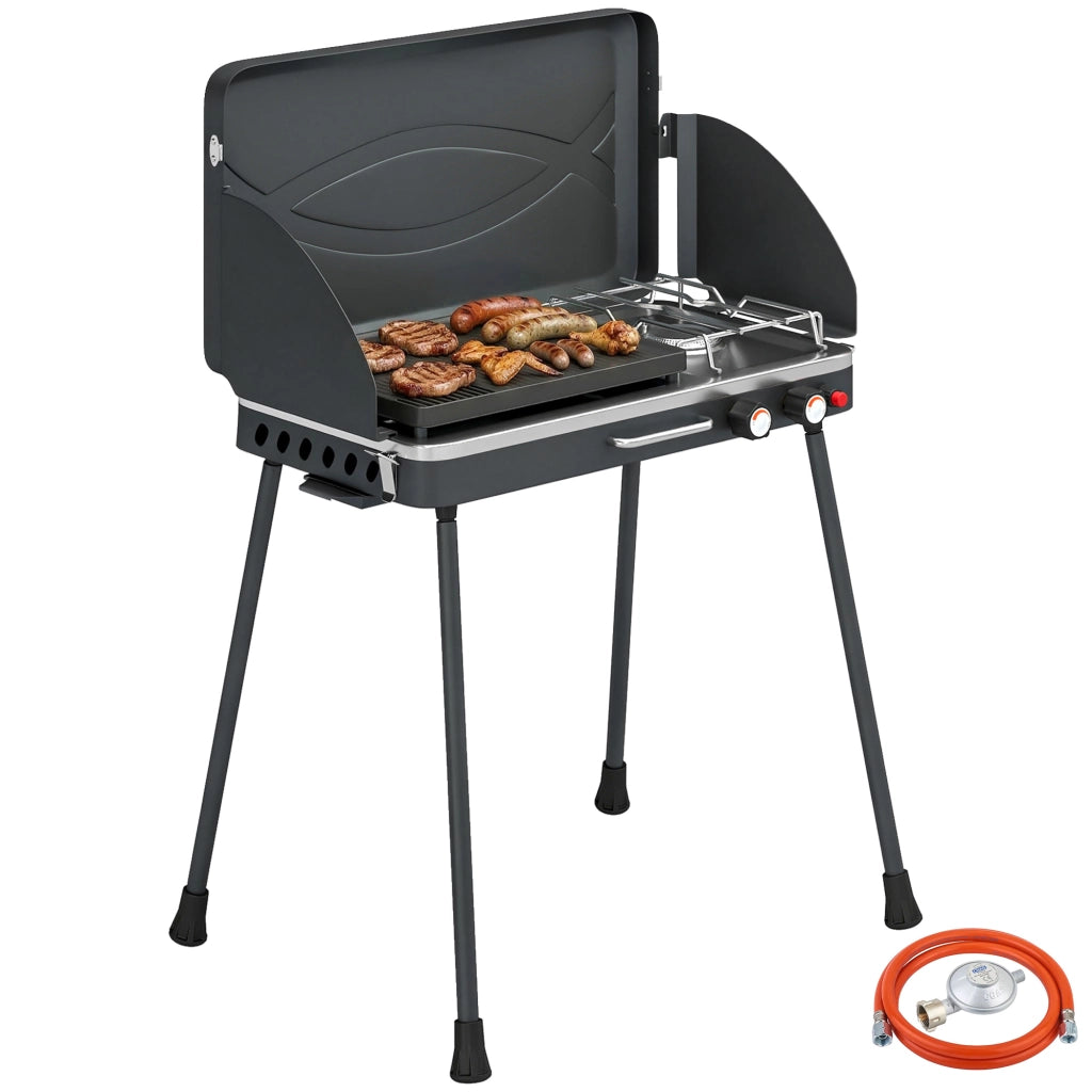 Barbecue a gas portatile 2 bruciatori 7 kW ¨C Minimal ¨C grigio
