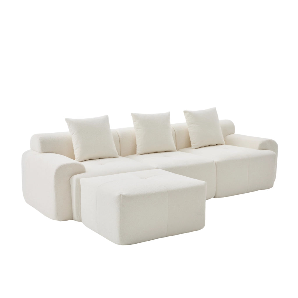 Sof¨¤ modulare a nuvola - Zephmum- 3 posti beige schiuma memory L 268x102x78 cm