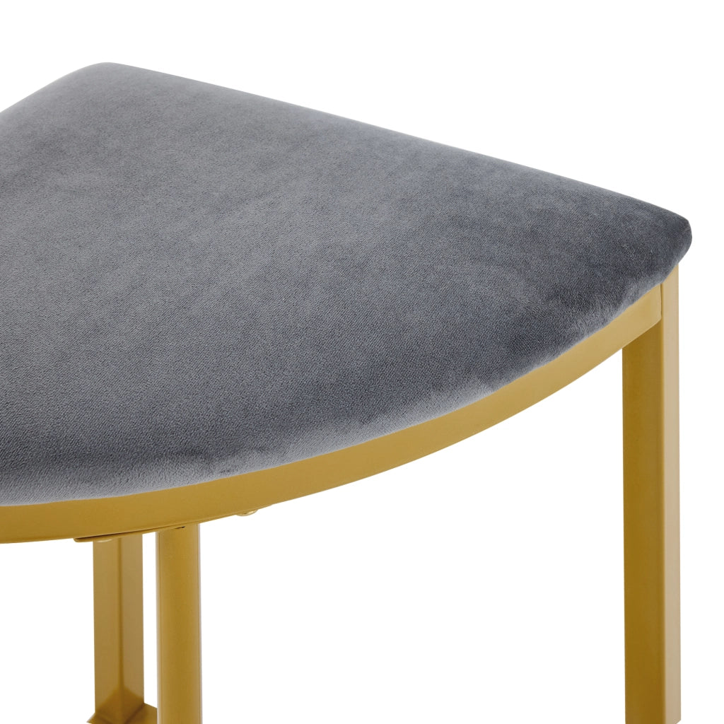 Set Tavolo da Pranzo con 4 Sedie in Velluto ¨C Xylo ¨C Piano MDF, Telaio Dorato, Grigio