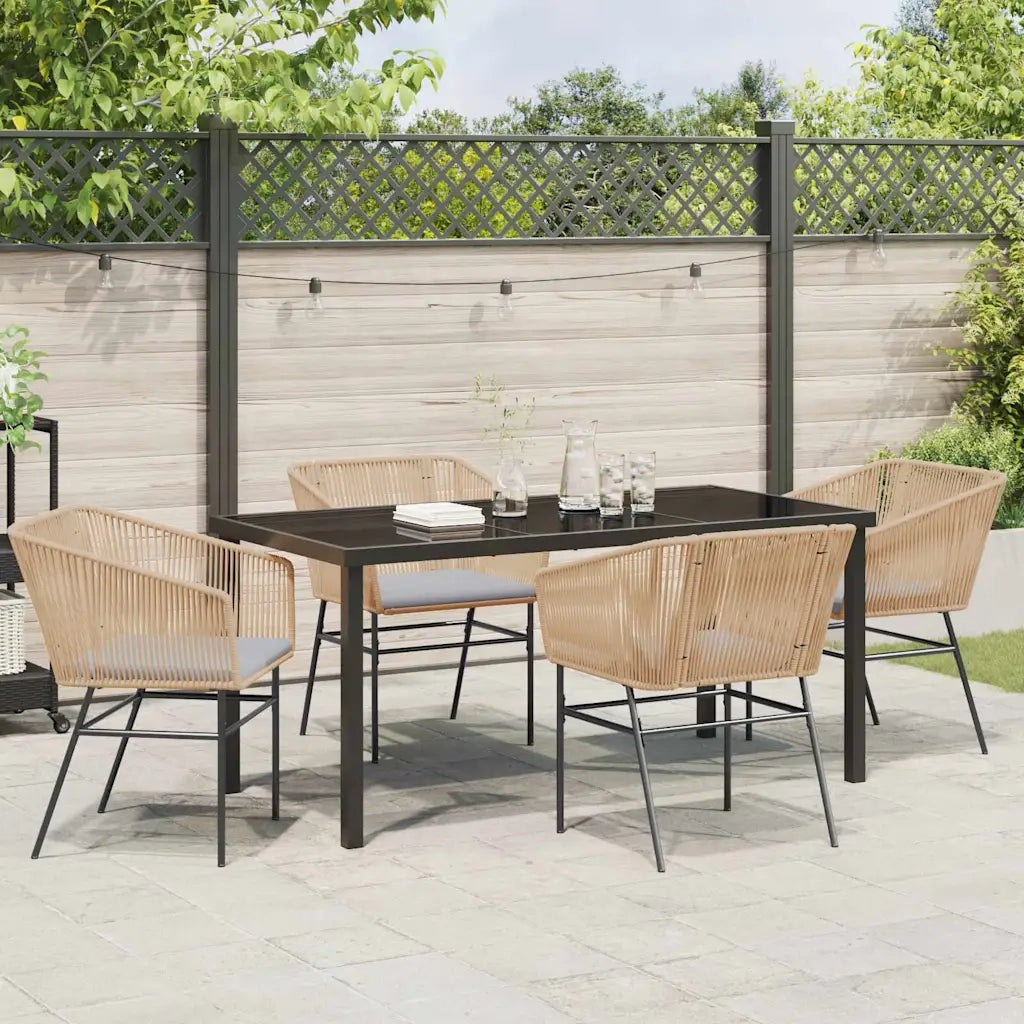 Set da Pranzo per Giardino con cuscino 5 pcs Marrone