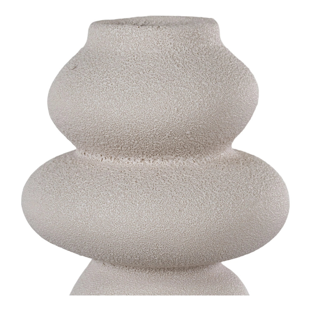 Vaso in gres beige con forme organiche, ø14,5x26,5 cm