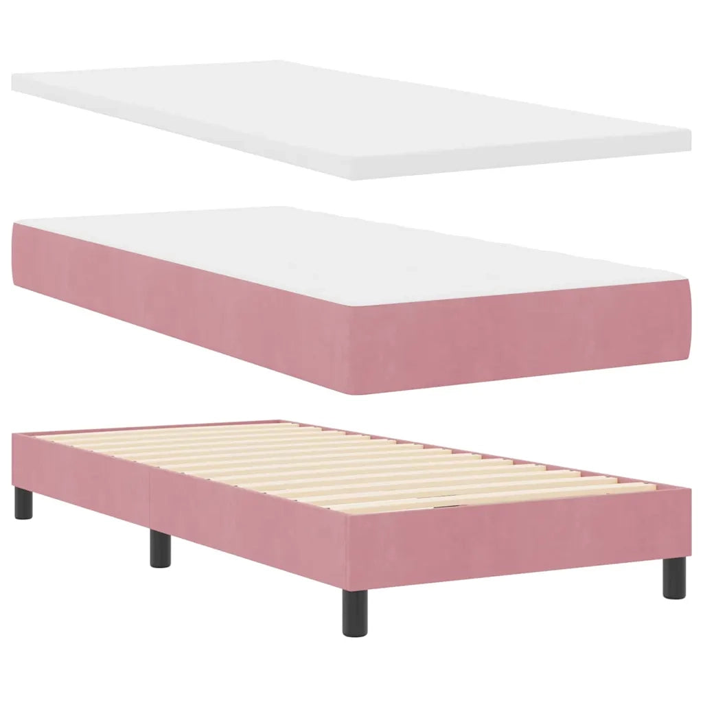 Letto a Sorgente LED con materasso Rosa 100 x 200 cm Velluto 3342703