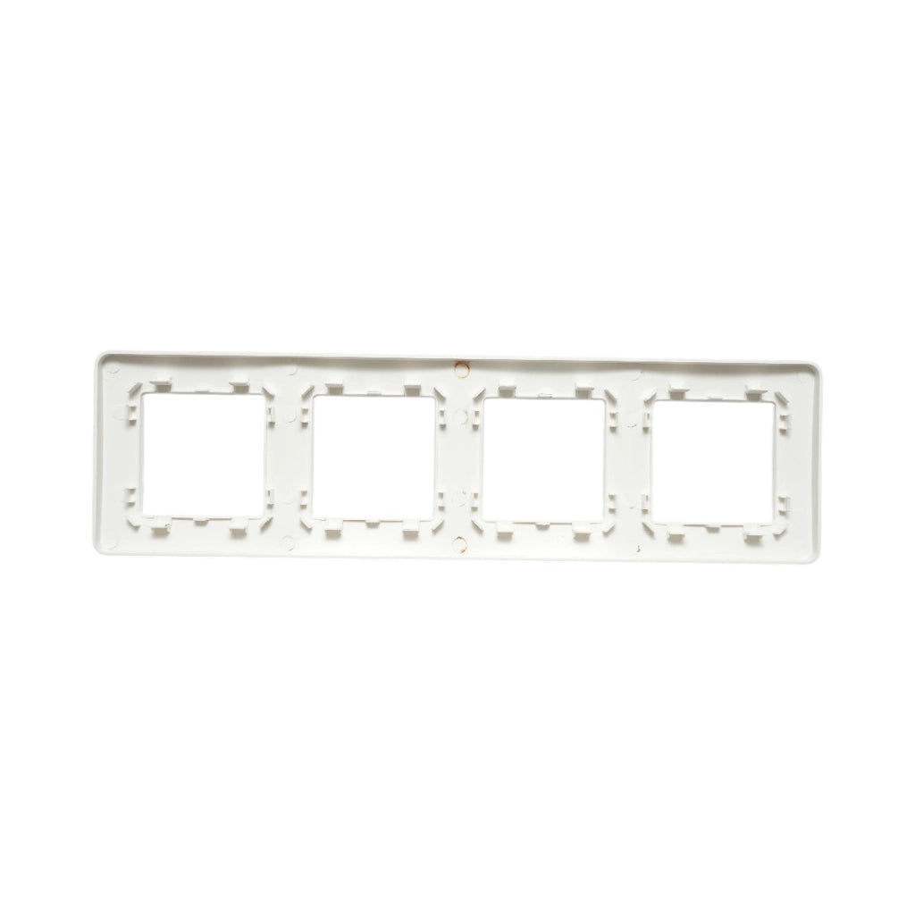 Cornice quadrupla bianca in PC per presa e interruttore 300x83 mm