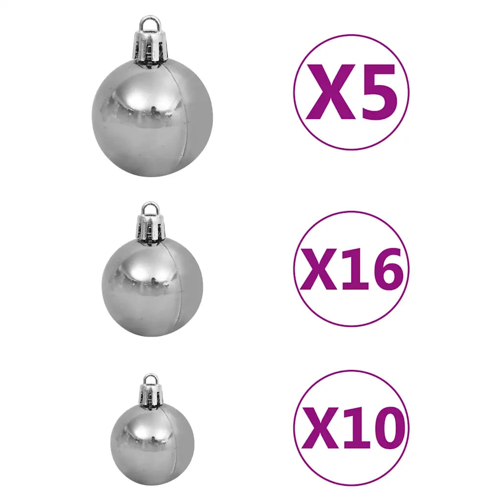 Albero di Natale Preilluminato Palline Bianco 210 cm 910 Rami 3077662