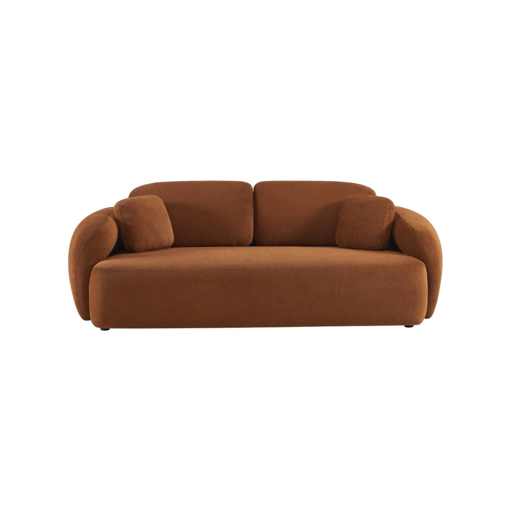 Divano in tessuto chenille, 3 posti, terracotta