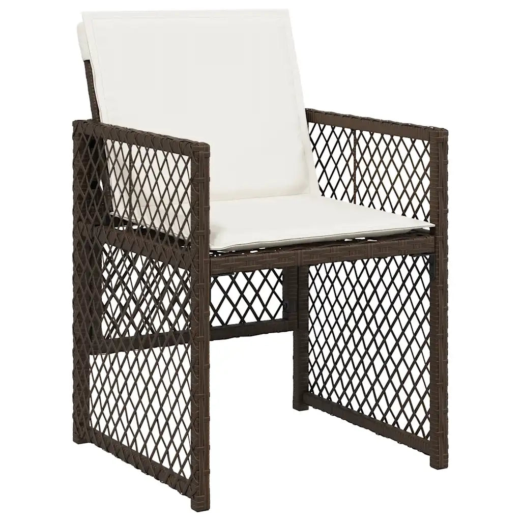 Set da Pranzo da Giardino 15 pz con Cuscini Marrone Polyrattan 3210873