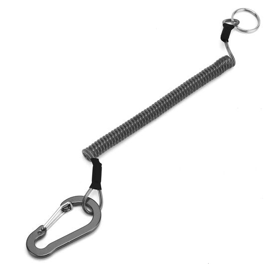 Lanyard Opgerold con Spirale Elastica per Chiave - Maniglia di Sicurezza per Pescatori e Campeggiatori
