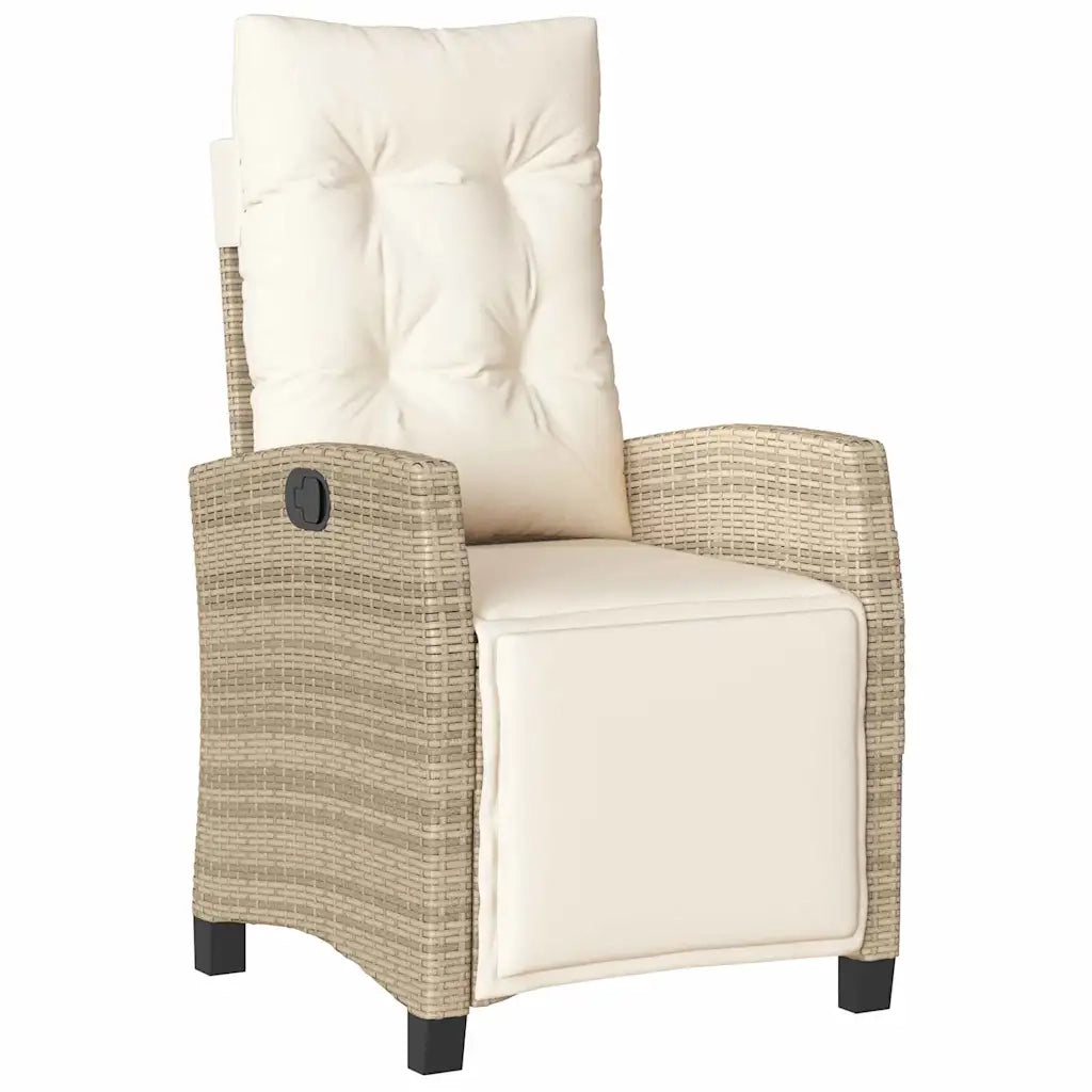 Set da Pranzo per Giardino con cuscino 5 pcs Beige polyrattan