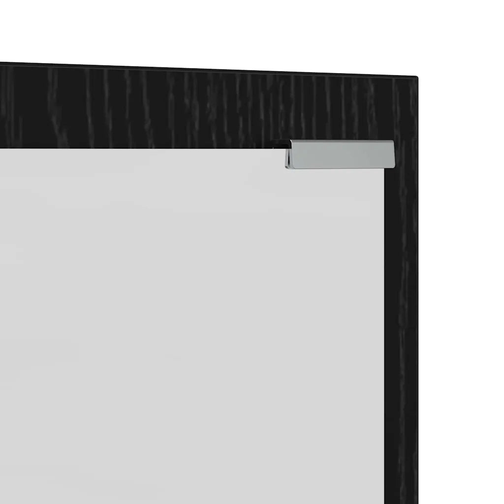 Appendiabiti a muro con specchio Rovere Nero 100 x 10 x 100 cm 874508