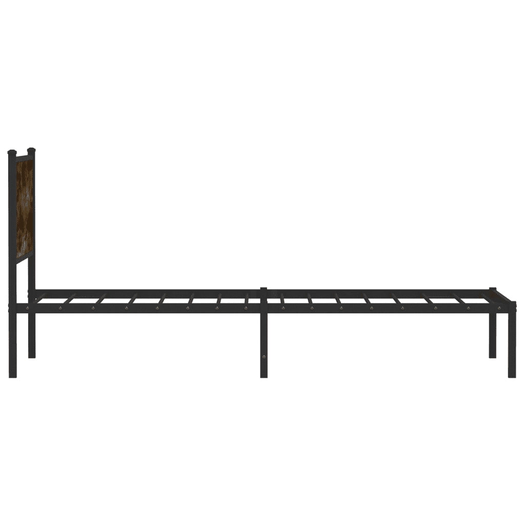 Letto singolo | Letto per adulti | Giroletto senza Materaso in Metallo Rovere Fumo 100x190 cm