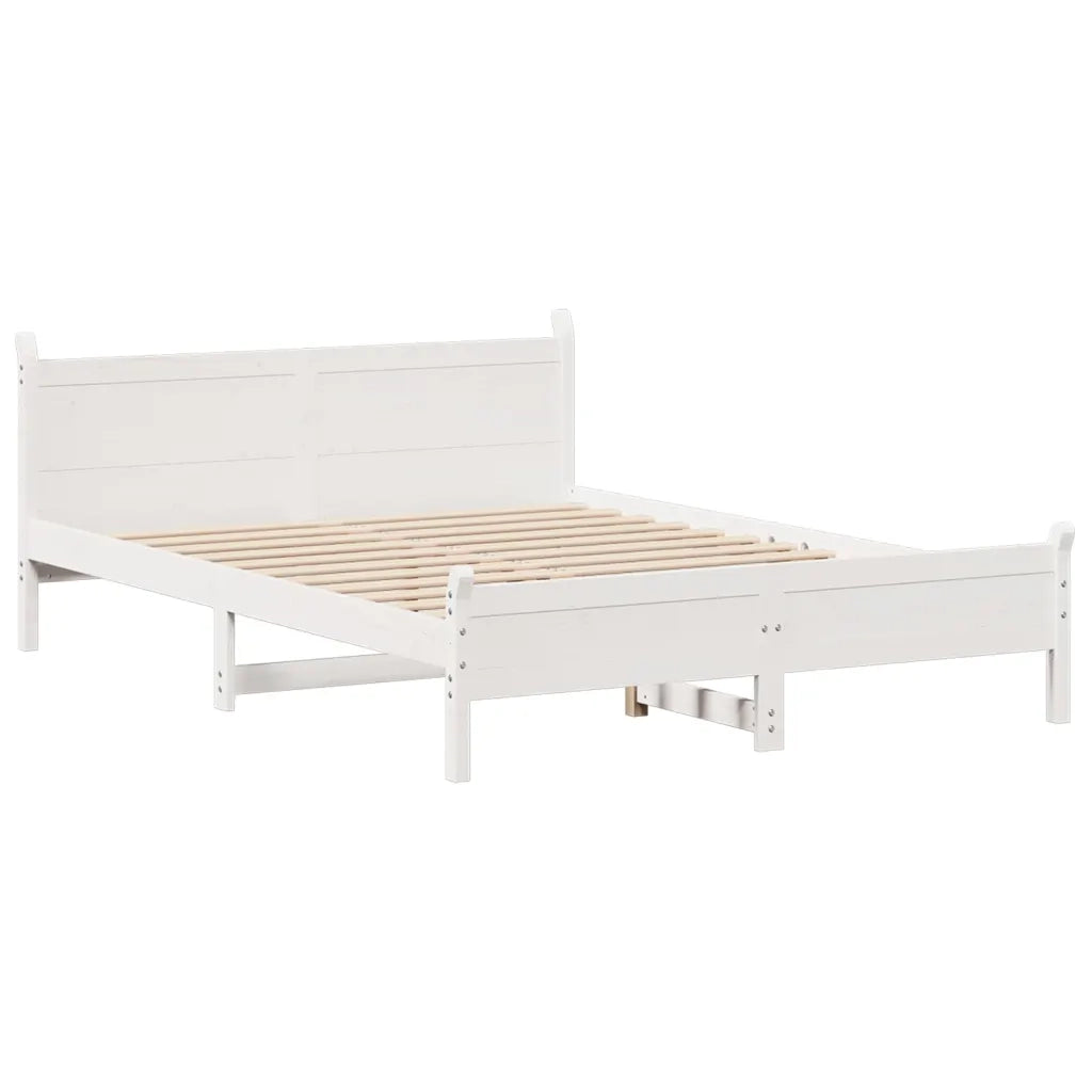 Letto senza Materasso-Struttura Letto Bianco 135x190 cm Legno Massello di Pino 551384