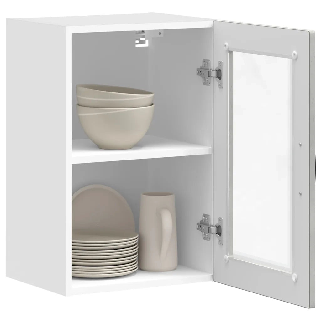 Pensile da Cucina | Mobile da Cucina con Porta in Vetro Porto Grigio Cemento