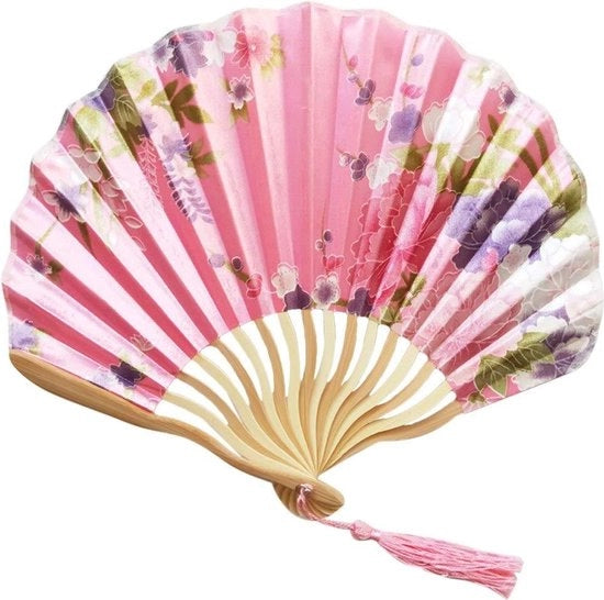 Ventilatore a Mano con Carta Decorativa in Bambù per Feste e Compleanni